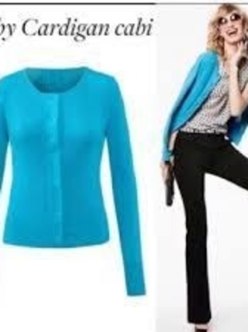 CAbi Bright Turquoise Crewneck Cardigan